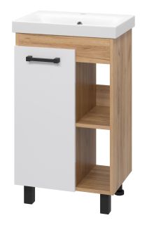 Напольная тумба под раковину Misty Крафт 50см белый/дуб крафт золотой